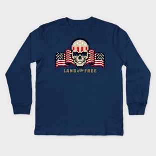 Land of the Free Skull Kids Long Sleeve T-Shirt